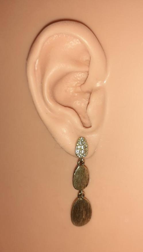oorstekers vintage gouden druppels met strass '80, Bijoux, Sacs & Beauté, Boucles d'oreilles, Neuf, Puces ou Clous, Autres matériaux
