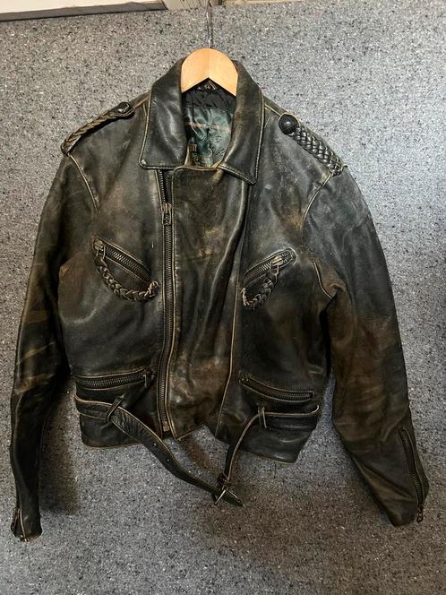 Stoere/ ruige retro echt lederen bikervest., Motoren, Kleding | Motorkleding, Tweedehands, Ophalen