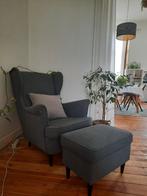 Ikea Strandmon fauteuil avec repose - pieds, grise foncé, Maison & Meubles, Comme neuf, Enlèvement