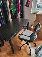 Bureau noir + chaise de bureau, Maison & Meubles, Bureaux, Utilisé, Enlèvement ou Envoi, Bureau