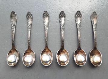 Set van 6 antieke koffielepels koper nikkel zink verzilverd  beschikbaar voor biedingen