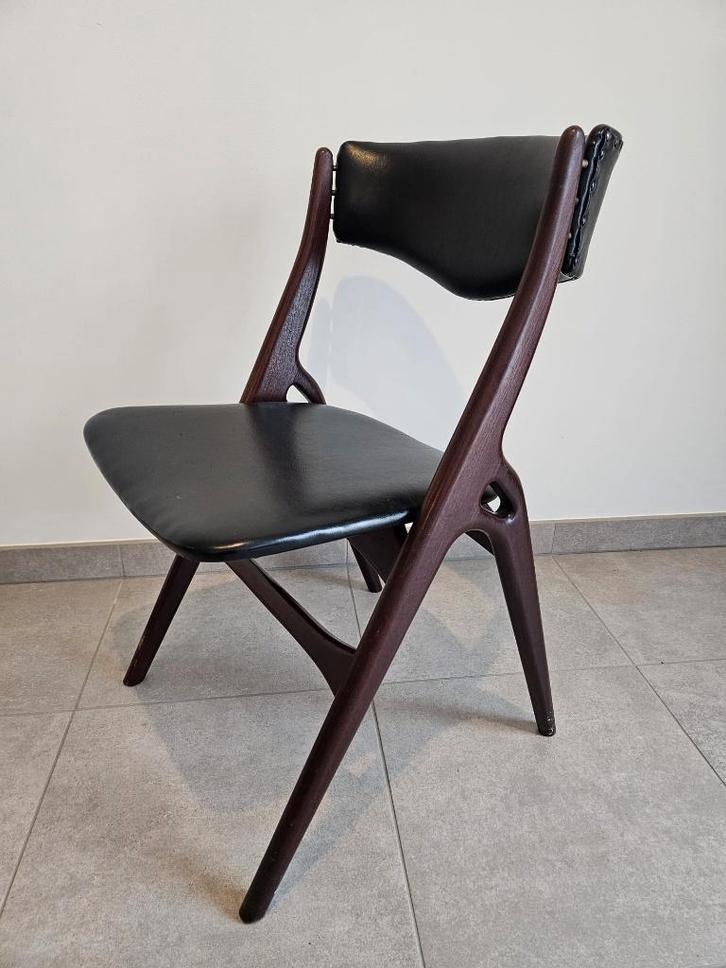 6 chaises Mid-century « Aska » (Louis Van Teeffelen), Maison & Meubles, Chaises, Utilisé, Cinq, Six Chaises ou plus, Bois, Cuir