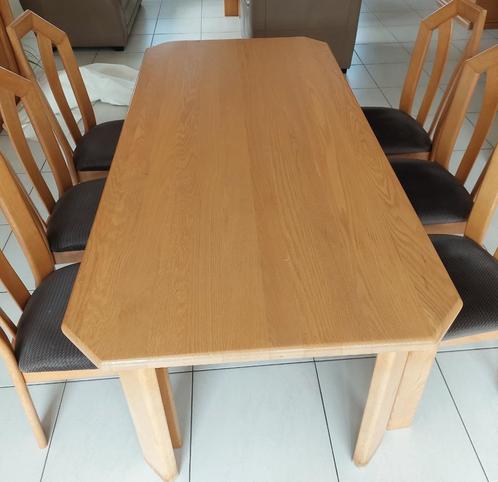 Eiken eettafel met 6 stoelen, Huis en Inrichting, Tafels | Eettafels, Gebruikt, 50 tot 100 cm, 150 tot 200 cm, Vijf personen of meer