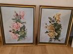 2 Bloemenschilderijen ( roos en geel), Antiek en Kunst, Ophalen