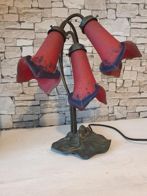 Lampe pâte de verre art nouveau, Huis en Inrichting, Lampen | Tafellampen, Zo goed als nieuw, Glas, Metaal, Ophalen