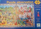 Puzzel  ( observatie puzzel ) : ridders 54 stukken / djeco, Ophalen of Verzenden, Zo goed als nieuw