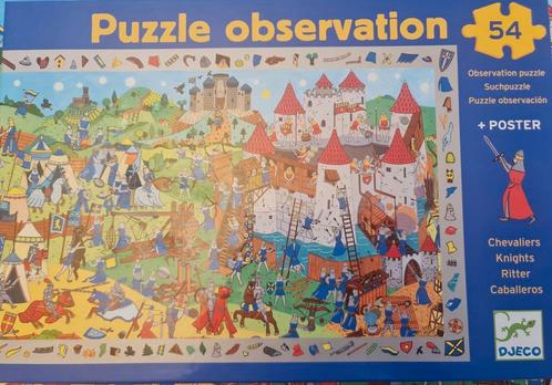 Puzzel  ( observatie puzzel ) : ridders 54 stukken / djeco, Kinderen en Baby's, Speelgoed | Kinderpuzzels, Zo goed als nieuw, Ophalen of Verzenden