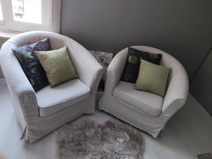 2 Beige Tullsta fauteuils in perfecte staat, Huis en Inrichting, Fauteuils, Zo goed als nieuw, 75 tot 100 cm, Minder dan 75 cm