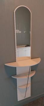 TE KOOP : Hoge spiegel met legplankjes, wit/chroom, Enlèvement, Utilisé, Moins de 50 cm, 150 à 200 cm