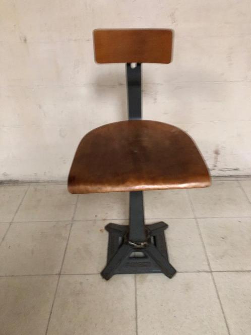Rare Chaise d'Atelier Singer d'origine piètement Eiffel, Maison & Meubles, Chaises de bureau, Utilisé, Chaise de bureau, Brun