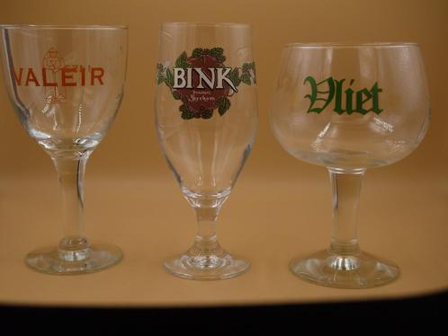 3 bierglazen Valeir / Bink (Kerkom) / Vliet (Geel), Verzamelen, Glas en Drinkglazen, Zo goed als nieuw, Bierglas, Ophalen of Verzenden