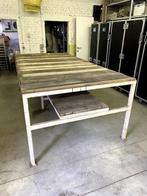 XL antieke vintage industriële tafel werkbank houten ijzeren, Enlèvement