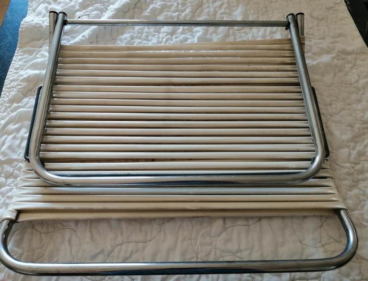 Vintage rugzetel voor aan't strand strandstoel plooibaar, Tuin en Terras, Tuinstoelen, Zo goed als nieuw, Aluminium, Inklapbaar