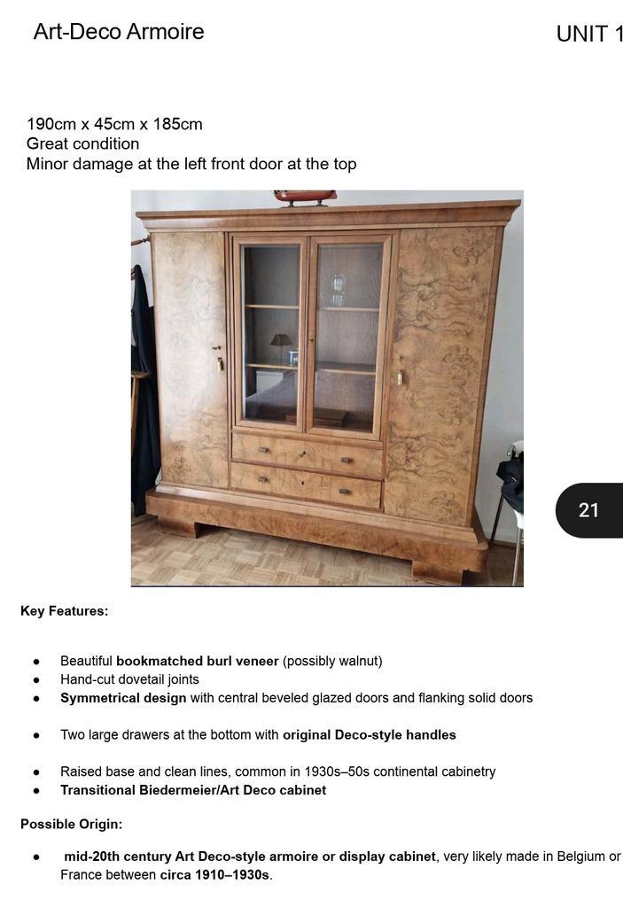 Armoire / Vitrine Art-Déco 1910-193, Antiek en Kunst, Antiek | Meubels | Kasten, Ophalen