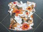 T-shirt met grote oranje bloemen, Kleding | Dames, Oranje, Gedragen, Ophalen of Verzenden, Maat 36 (S)