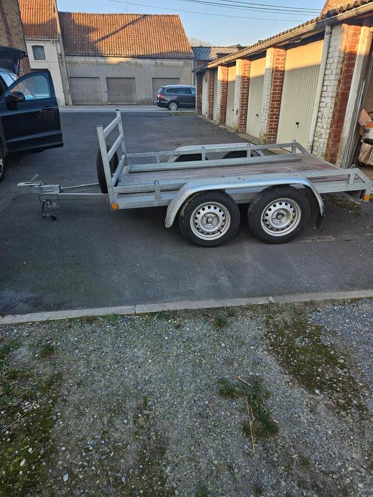 Dubbelassige aanhangwagen voor motorfietsen en kleine machin, Auto diversen, Aanhangers en Bagagewagens