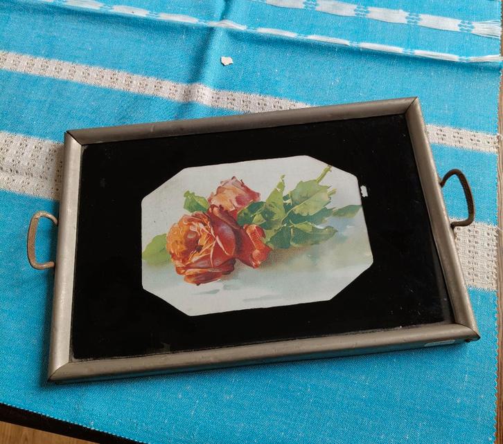 Antieke serveerschaal, Huis en Inrichting, Woonaccessoires | Dienbladen, Metaal, Ophalen