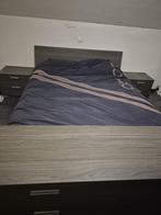 Bed 160-200 en nachtkasten, Ophalen, Gebruikt, Bruin, Tweepersoons