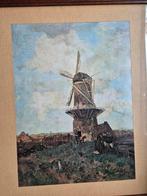 Jacob Maris - Molen - olieverf op papier, Antiek en Kunst, Ophalen