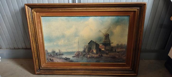 Schilderij Leickert Charles 1816- 1907 Mainz in kader, Antiek en Kunst, Kunst | Schilderijen | Klassiek, Ophalen of Verzenden