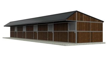 Grote buitenstal met 6 royale paardenboxen | Op voorraad beschikbaar voor biedingen