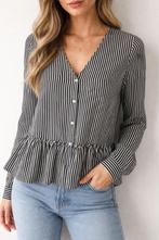 Gestreepte blouse lange mouwen maat L Zara, Kleding | Dames, Blouses en Tunieken, Maat 42/44 (L), Nieuw, Ophalen of Verzenden