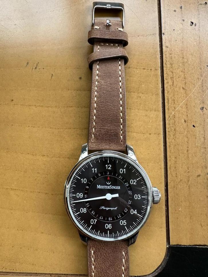 Horloge Meistersinger Perigraph AM1007, Handtassen en Accessoires, Horloges | Heren, Gebruikt, Polshorloge, Overige merken, Staal