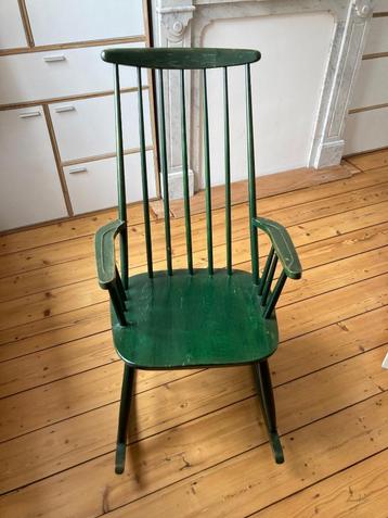 Vintage Groene Scandinavische Schommelstoel  beschikbaar voor biedingen