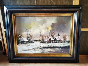 Peinture paysage d'hiver