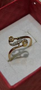 Bague ancienne ( 30/40) or 18k & diamant (T51), Enlèvement ou Envoi, Or, Bague, Doré