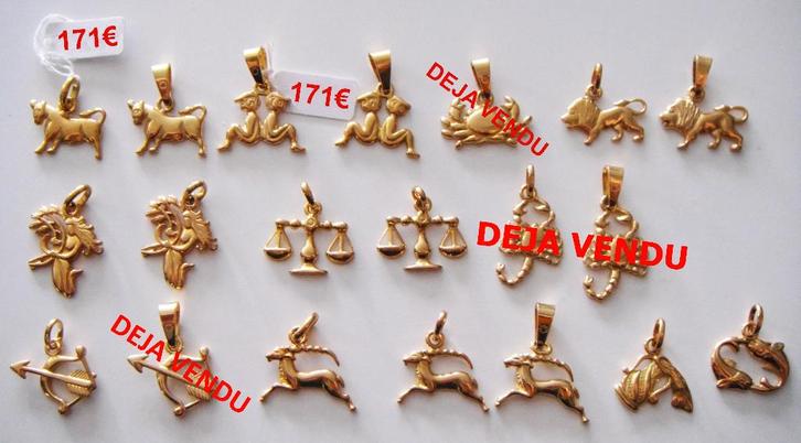 Pendentif en forme de zodiaque découpé, en or 18K, NEUF, Handtassen en Accessoires, Kettinghangers, Nieuw, Goud, Goud, Overige voorstellingen