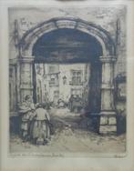 JEF CODRON / IMPASSE A BRUXELLES / ZW-W ETS / 37x30cm KADER, Antiek en Kunst, Ophalen of Verzenden