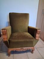 Antieke fautuil - velours - groen ., Ophalen