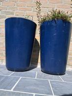 1 Grote blauwe bloempot (zie foto's), Tuin en Terras, Kunststof, Gebruikt, Rond, Tuin