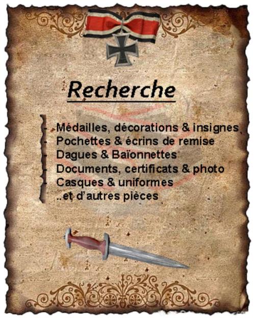 Recherche Militaria | Médailles, Insignes, Dague, Baïonnette, Verzamelen, Militaria | Algemeen, Overige soorten, Overige typen