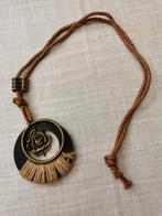 Boho halsketting in natuurlijke materialen met roos, Ophalen of Verzenden, Nieuw, Overige kleuren, Overige materialen