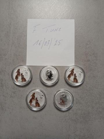 Australie 5 x 1/2 Oz Lunar Rabbit beschikbaar voor biedingen