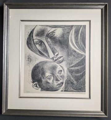 moeder met kind - litho - Julien van Vlasselaer beschikbaar voor biedingen