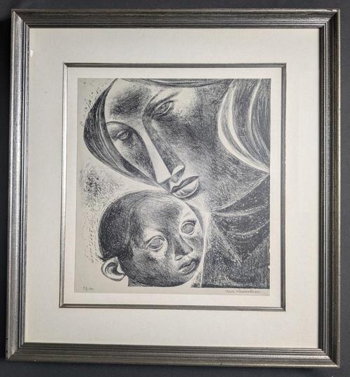 moeder met kind - litho - Julien van Vlasselaer, Antiek en Kunst, Kunst | Litho's en Zeefdrukken, Ophalen of Verzenden