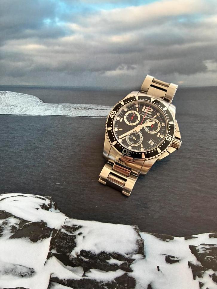 Longines Hydro Conquest L3.643.4, Handtassen en Accessoires, Horloges | Heren, Gebruikt, Polshorloge, Overige merken, Staal, Staal