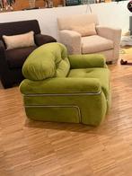 Italiaanse buisvormige fauteuils uit 1970 in groen fluweel, Huis en Inrichting, Zitzakken, Ophalen of Verzenden, Zo goed als nieuw