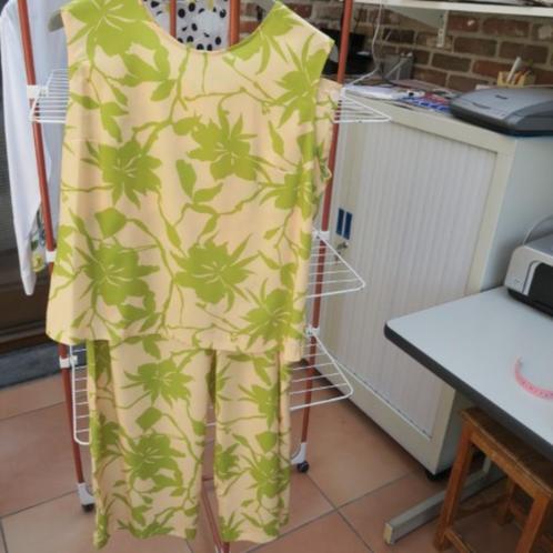 Broek+topje print geel lichtgroen Mooiloop mt 42, Kleding | Dames, Jumpsuits, Zo goed als nieuw, Maat 42/44 (L), Geel, Ophalen of Verzenden