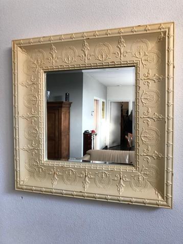 Nieuwe metalen creme spiegel facetgeslepen glas flamant beschikbaar voor biedingen