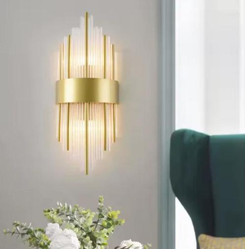 Luxe Kristallen Wandlamp in Goud, Huis en Inrichting, Lampen | Wandlampen, Nieuw, Metaal, Ophalen of Verzenden