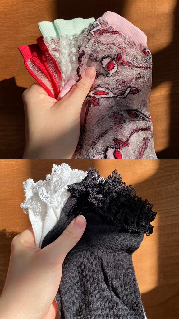 5 paar sierkousen, Kleding | Dames, Sokken en Kousen, Zo goed als nieuw, Kousenvoetjes en Kniekousjes, Maat 39 t/m 42, Rood, Ophalen of Verzenden