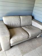 2 zits beige leren bank, Huis en Inrichting, Ophalen, Gebruikt