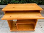 Bureau ordinateur pin miel, roulettes, tablette coulissante, 70 à 120 cm, 70 à 120 cm, Enlèvement, Utilisé