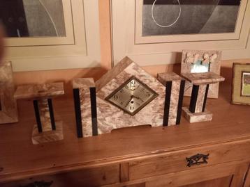 Horloge en marbre avec 2 supports, Enlèvement ou Envoi