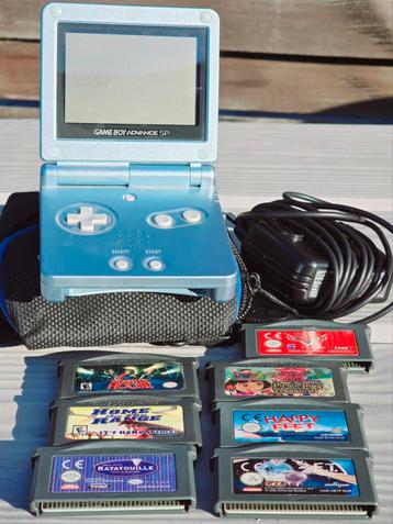 Nintendo Game Boy Advance SP grijs + 7 spellen beschikbaar voor biedingen