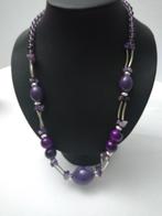 1970's ketting LDADPR met paarse kraaltjes, Kunststof, Verstelbaar, Paars, Nieuw